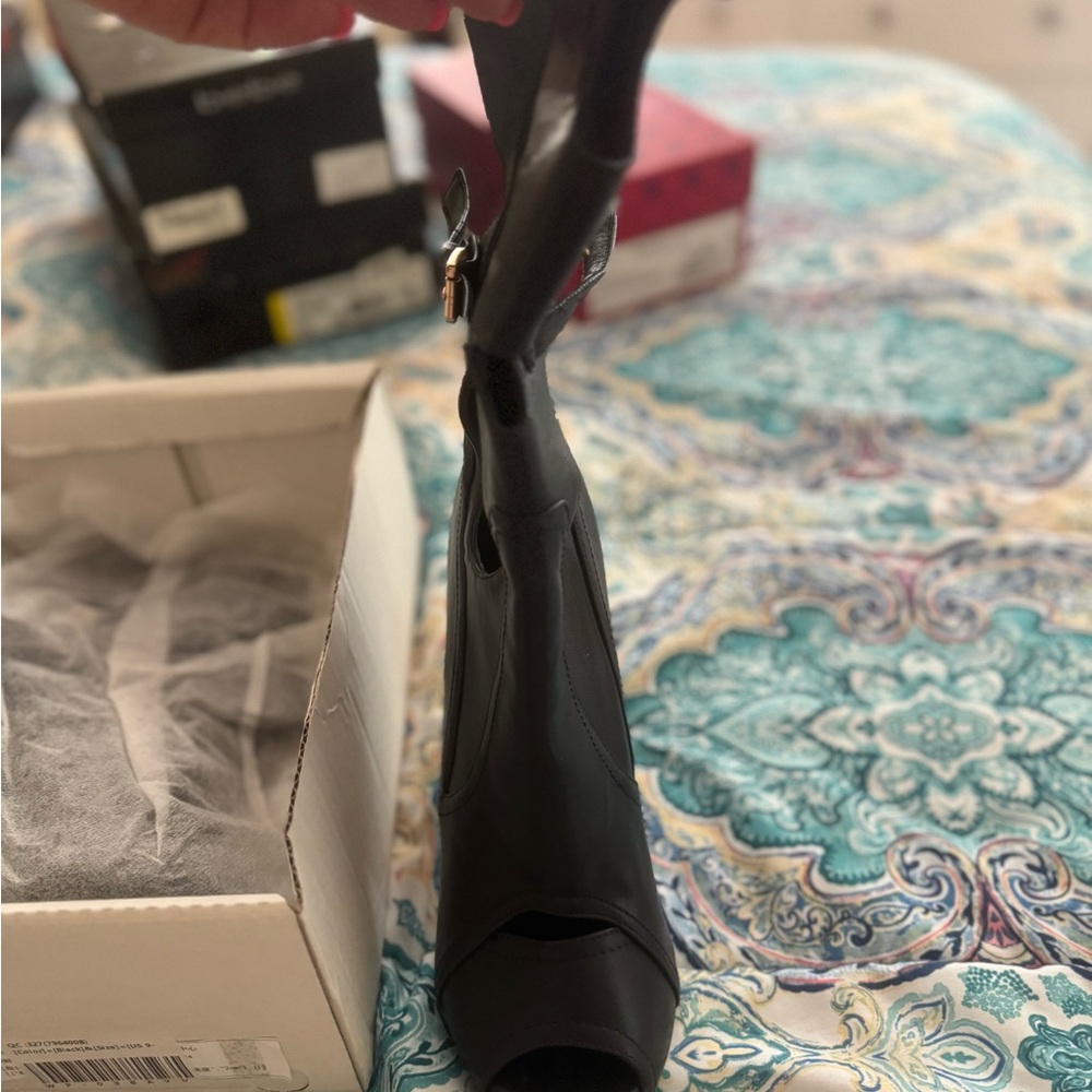 Black Peep Toe Heeled Sandals